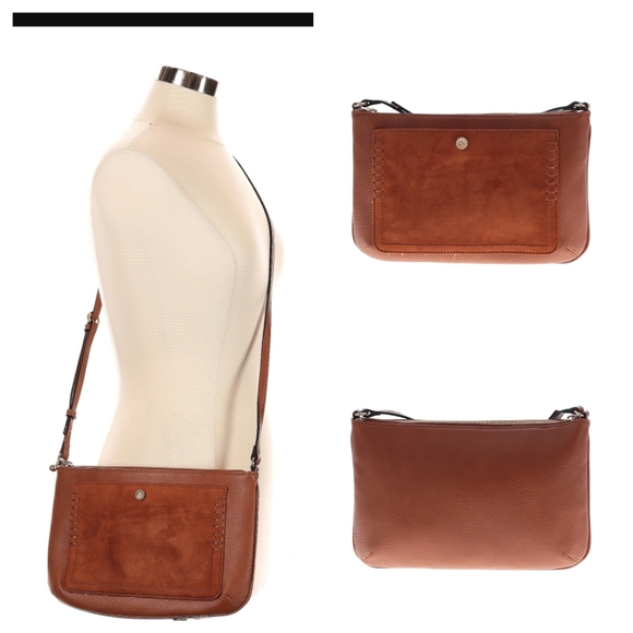 LC Lauren Conrad Crossbody Bag NWOT 12"x8" Front Pocket Faux Leather - Picture 1 of 13